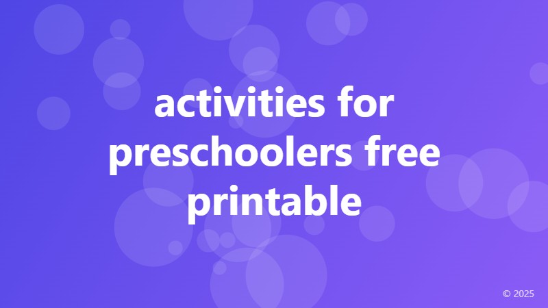 activities for preschoolers free printable
