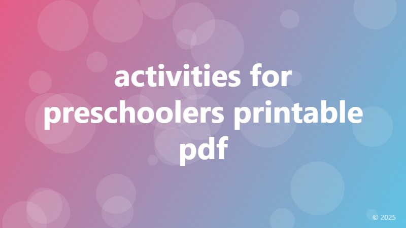activities for preschoolers printable pdf