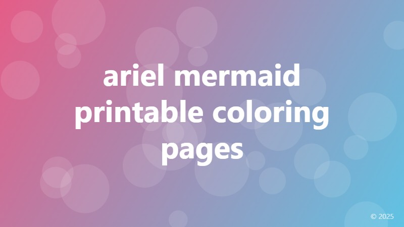 ariel mermaid printable coloring pages