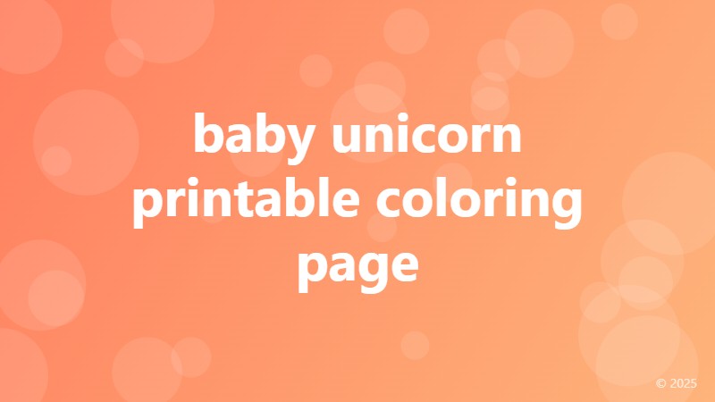 baby unicorn printable coloring page
