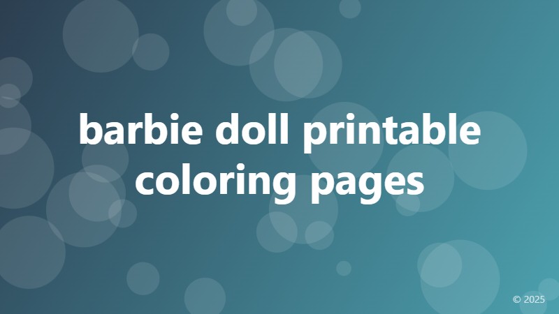 barbie doll printable coloring pages