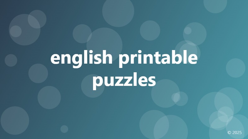 english printable puzzles