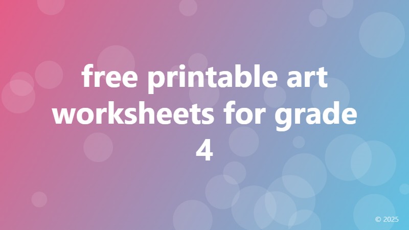 free printable art worksheets for grade 4
