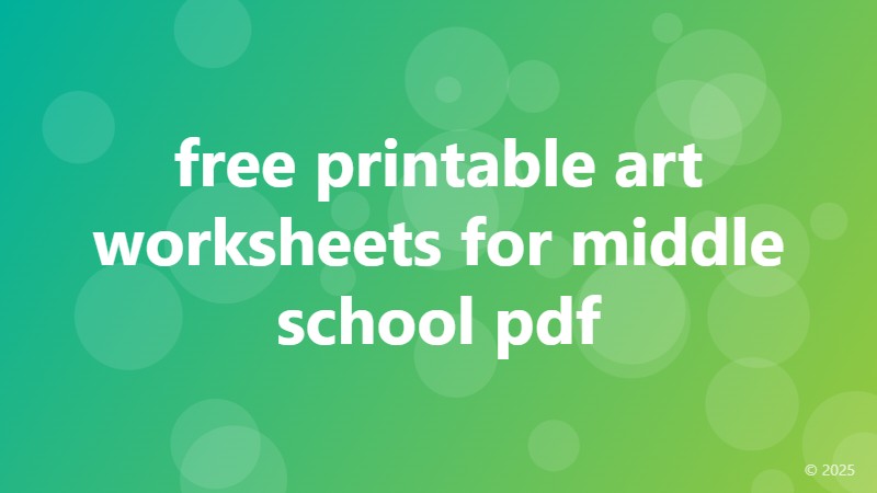 free printable art worksheets for middle school pdf