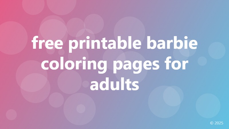 free printable barbie coloring pages for adults