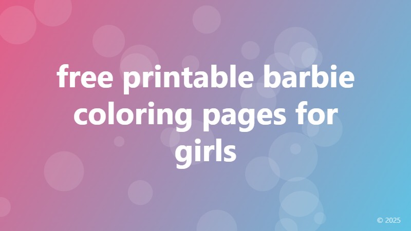 free printable barbie coloring pages for girls