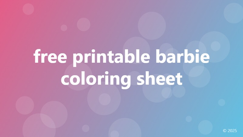 free printable barbie coloring sheet