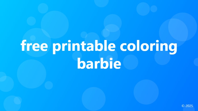 free printable coloring barbie