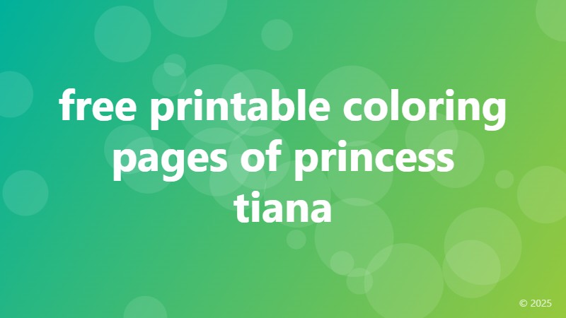 free printable coloring pages of princess tiana