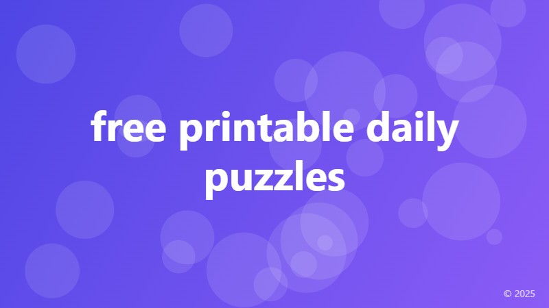 free printable daily puzzles