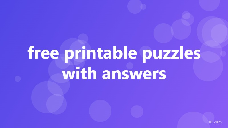 free printable puzzles with answers