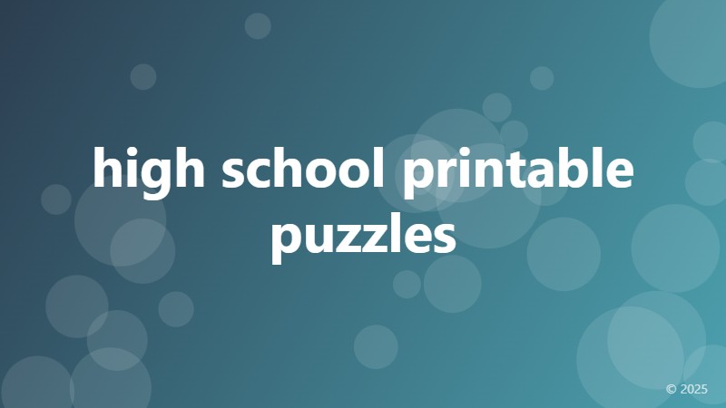 high school printable puzzles