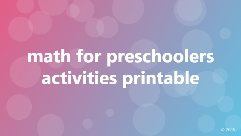 math for preschoolers activities printable