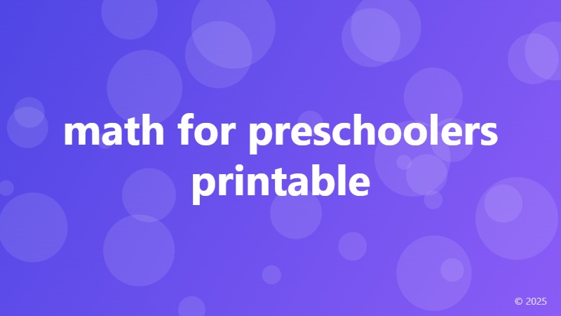 math for preschoolers printable