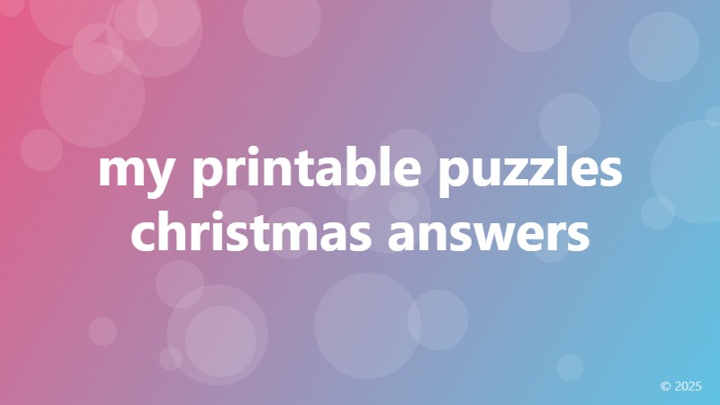 my printable puzzles christmas answers