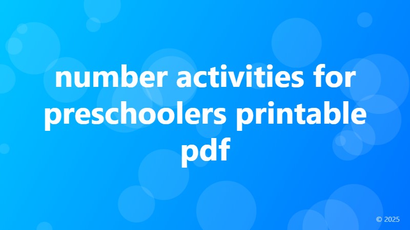 number activities for preschoolers printable pdf