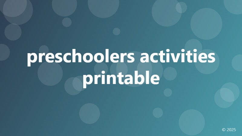 preschoolers activities printable