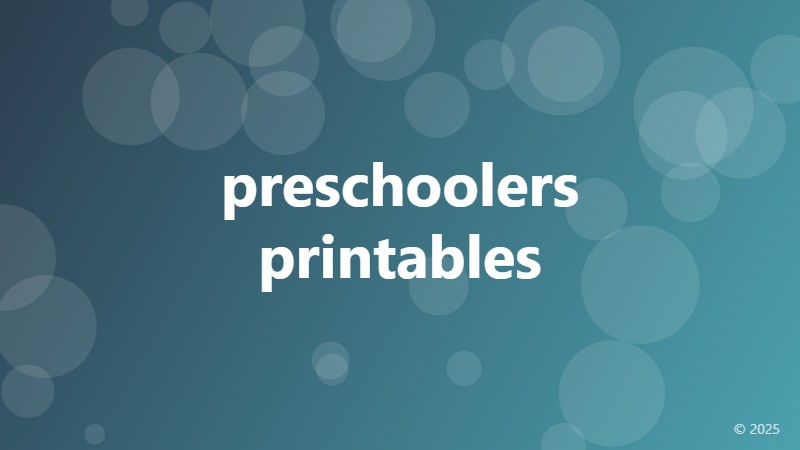 preschoolers printables