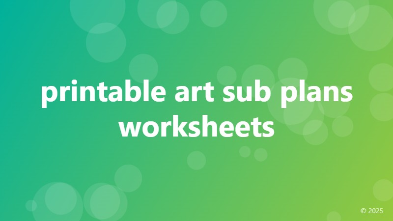 printable art sub plans worksheets