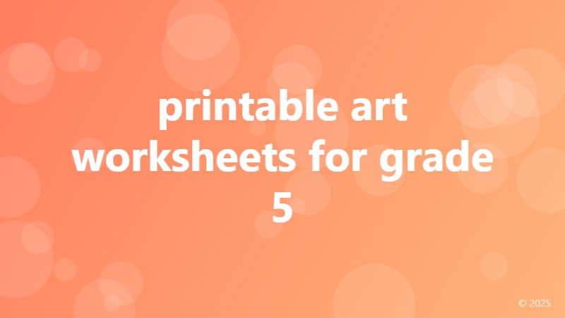 printable art worksheets for grade 5
