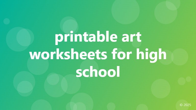 printable art worksheets for high school
