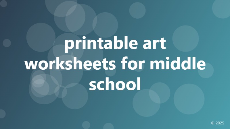 printable art worksheets for middle school