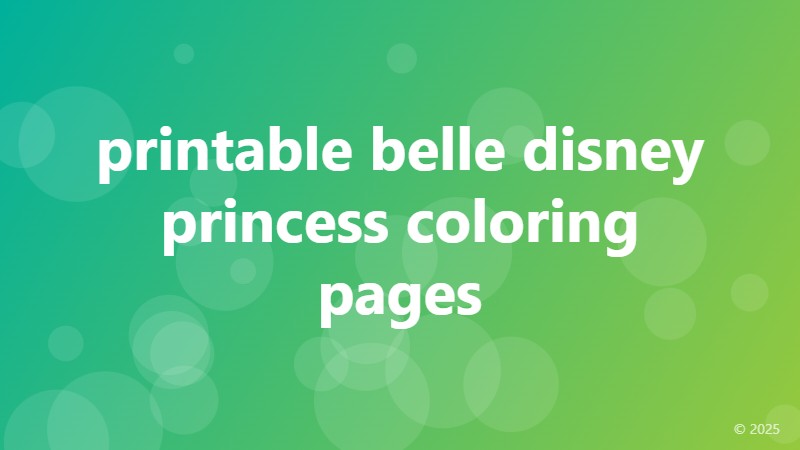 printable belle disney princess coloring pages