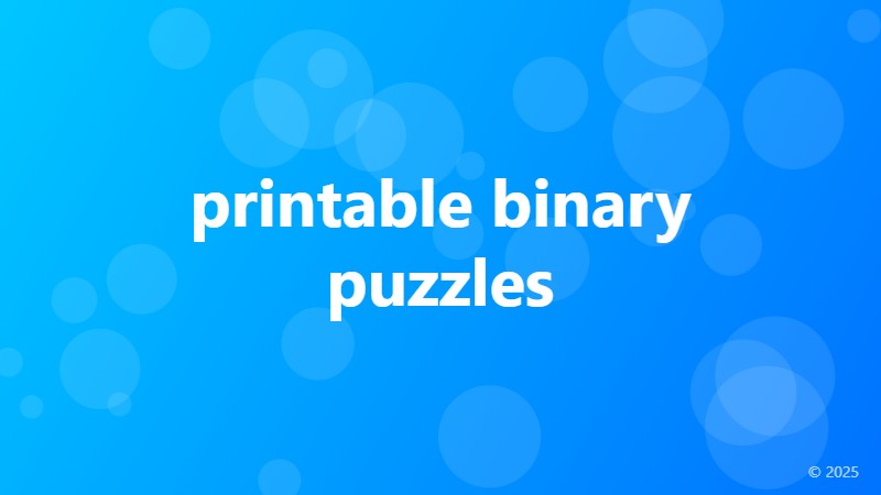 printable binary puzzles