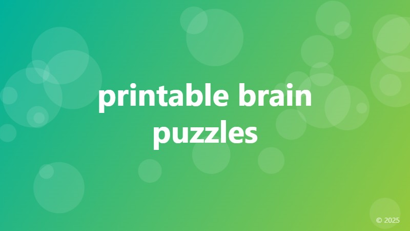 printable brain puzzles