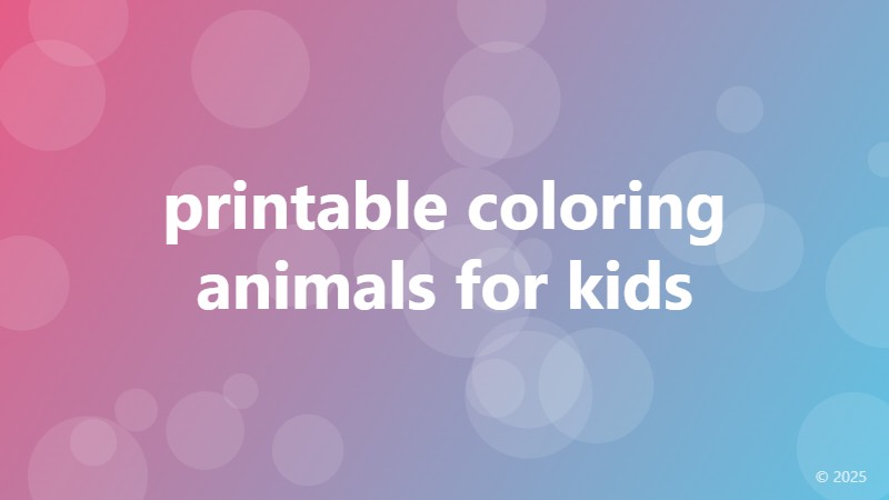 printable coloring animals for kids