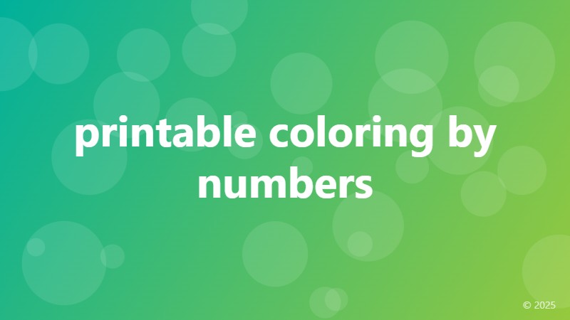 printable coloring by numbers