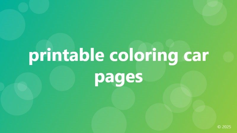 printable coloring car pages