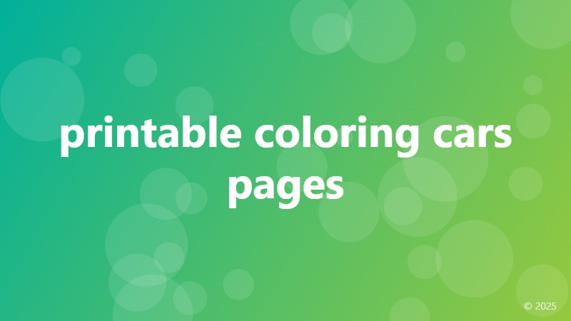 printable coloring cars pages