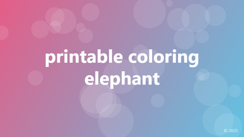 printable coloring elephant