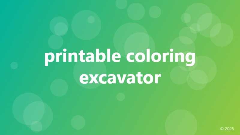 printable coloring excavator