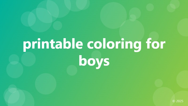 printable coloring for boys
