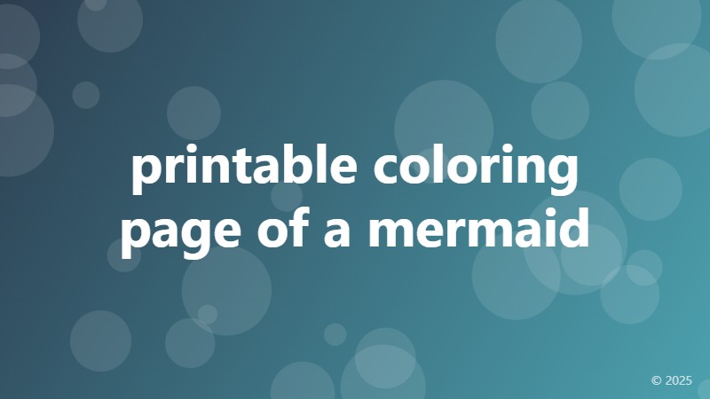 printable coloring page of a mermaid