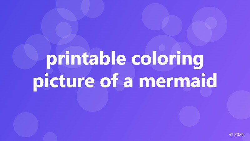 printable coloring picture of a mermaid