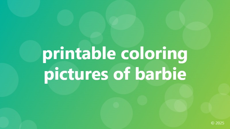 printable coloring pictures of barbie