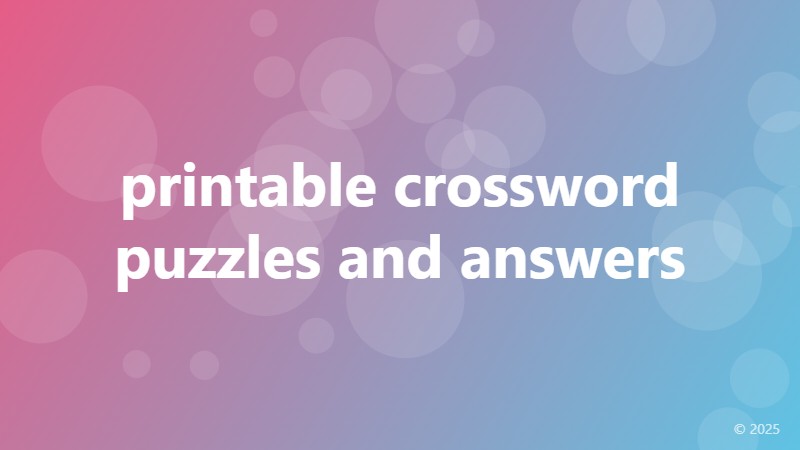 printable crossword puzzles and answers