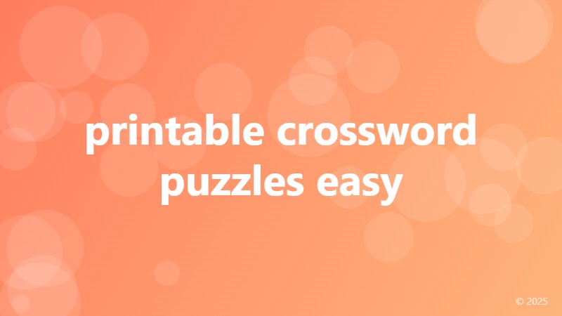 printable crossword puzzles easy