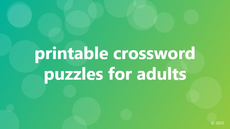 printable crossword puzzles for adults