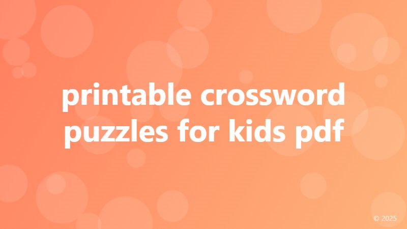 printable crossword puzzles for kids pdf
