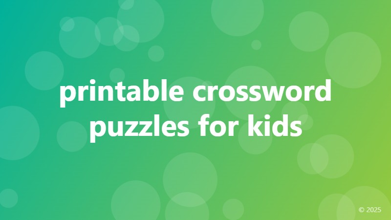 printable crossword puzzles for kids