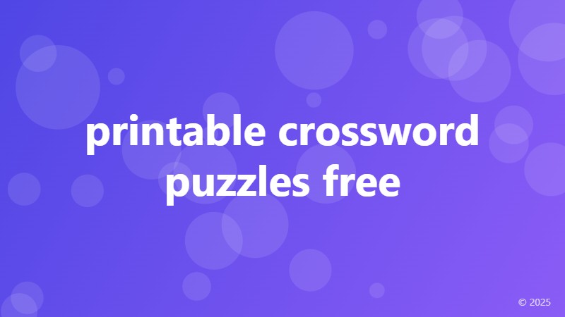 printable crossword puzzles free