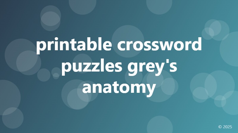 printable crossword puzzles grey's anatomy