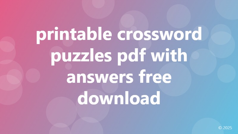 printable crossword puzzles pdf with answers free download