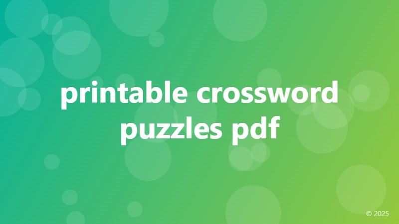 printable crossword puzzles pdf