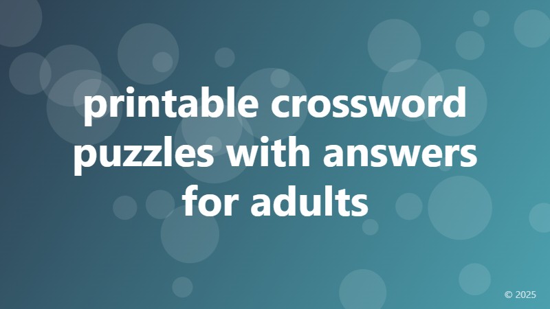 printable crossword puzzles with answers for adults