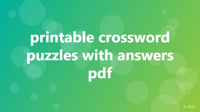 printable crossword puzzles with answers pdf